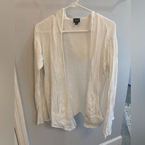 Eileen Fisher white linen hooded cardigan size medium